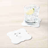 Cute cat line drawing, with three hearts ペーパーコースター (インサイチュ)