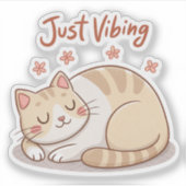 Cute Cat Loaf Sticker | Just Vibing Cozy Cat Decal シール (正面)