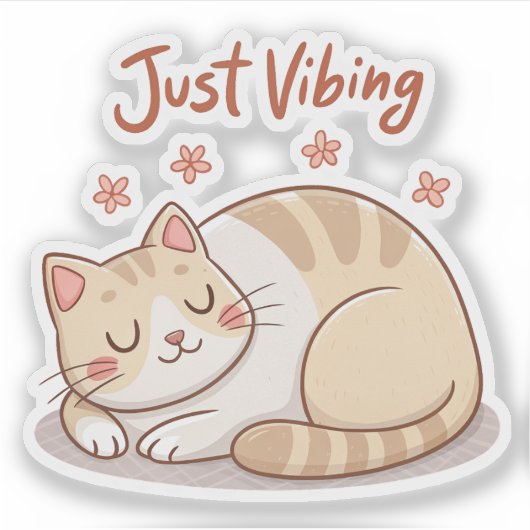 Cute Cat Loaf Sticker | Just Vibing Cozy Cat Decal シール (正面)
