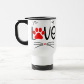 Cute Cat LOVE Typography with Red Paw トラベルマグ (左)