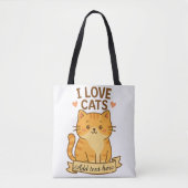 Cute Cat Lover Design – Editable Text Area トートバッグ (正面)