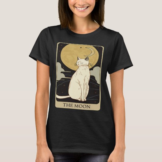 Cute Cat Lover, Moon Tarot Card, Cat Tarot Card, F Tシャツ (正面)