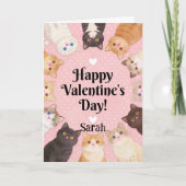 Cute Cat Lover Polka Dots Happy Valentine's Day  カード (正面)