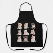 Cute Cat Lover's Kitchen Adorable Pink Bow Kittens エプロン (正面)