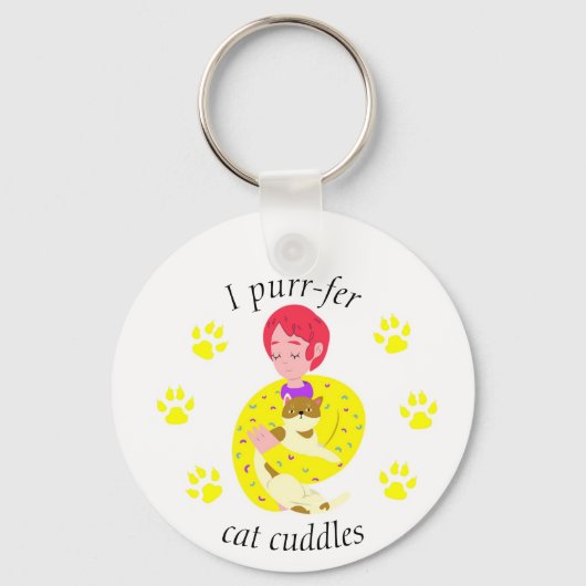 Cute Cat Lovers Purr-fer Cat Cuddles キーホルダー (正面)