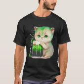 Cute Cat Loves Beer St Patrick s Day Cat Tシャツ (正面)