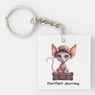 Cute Cat Luggage Tag  Gift for Cat Lovers & Travel キーホルダー
