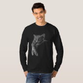 Cute cat lying on moon graphic for men women child tシャツ (正面フル)