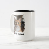 Cute Cat Mama Pet Lover Photo Mug ツートーンマグカップ (正面左)
