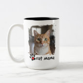Cute Cat Mama Pet Lover Photo Mug ツートーンマグカップ (左)