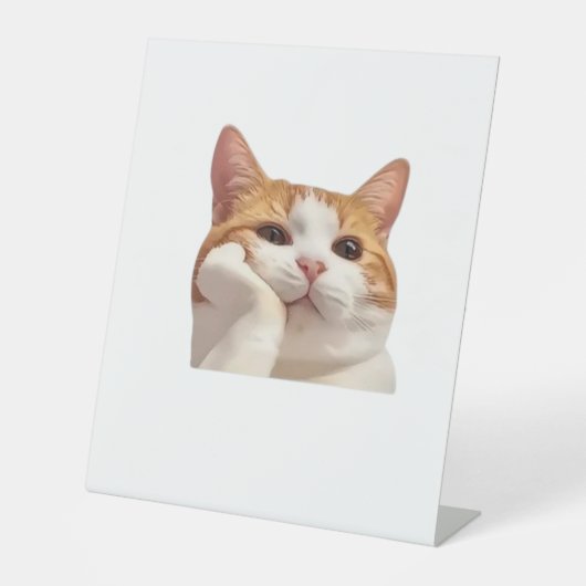 Cute Cat Meme & Pink Coffee Aesthetic Sticker Shee 台座サイン (正面)