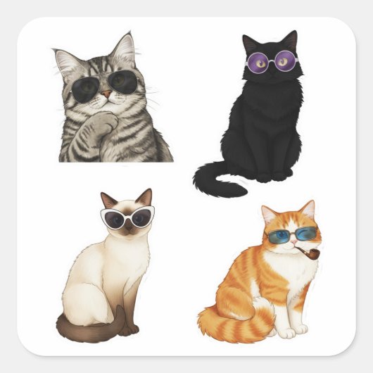 cute cat memes pack Sticker スクエアシール (正面)
