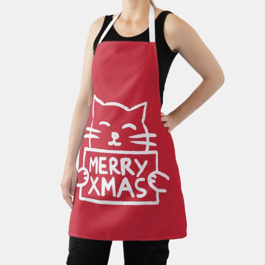 Cute Cat Merry Xmas エプロン (インサイチュ)
