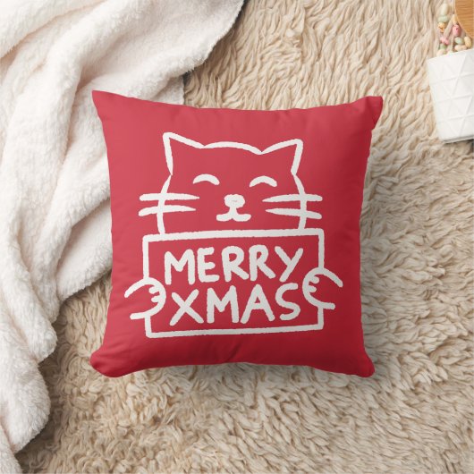 Cute Cat Merry Xmas クッション (ブランケット)