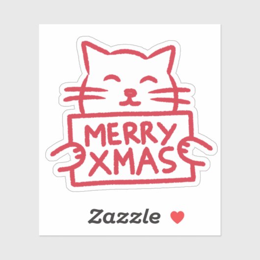 Cute Cat Merry Xmas シール (シート)