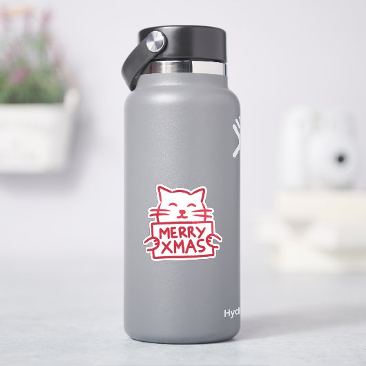 Cute Cat Merry Xmas シール (HydroFlask)