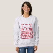 Cute Cat Merry Xmas スウェットシャツ (正面フル)