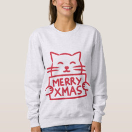 Cute Cat Merry Xmas スウェットシャツ