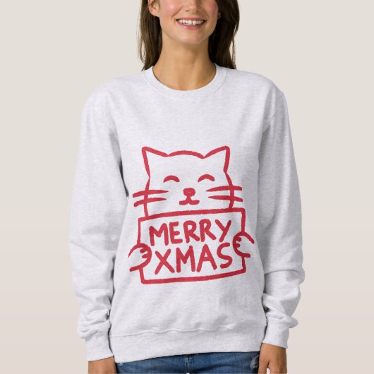 Cute Cat Merry Xmas スウェットシャツ (正面)
