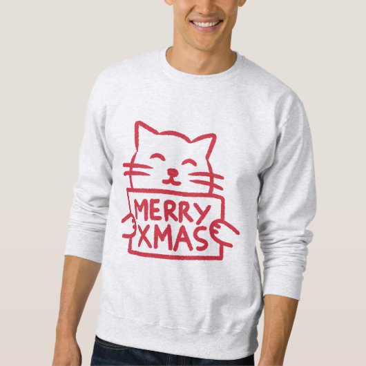 Cute Cat Merry Xmas スウェットシャツ (正面)