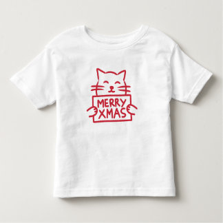 Cute Cat Merry Xmas トドラーTシャツ