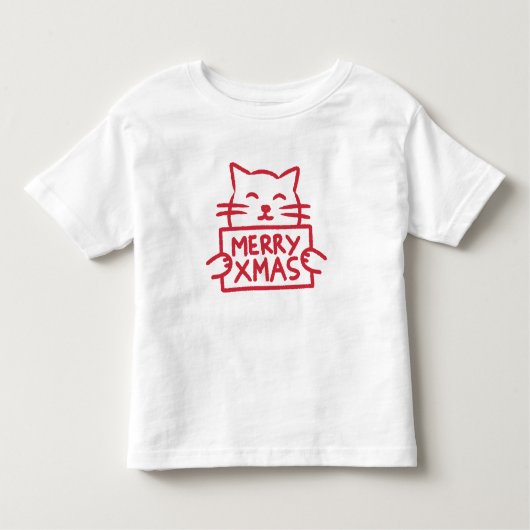 Cute Cat Merry Xmas トドラーTシャツ (正面)