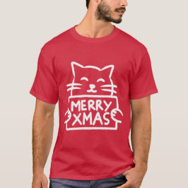 Cute Cat Merry Xmas Tシャツ