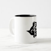 Cute Cat & “Mew” Text – Funny Cat Lover Mug (11 oz ツートーンマグカップ (正面左)
