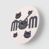 Cute Cat MOM ラウンド壁時計 (傾斜)