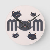 Cute Cat MOM ラウンド壁時計 (正面)