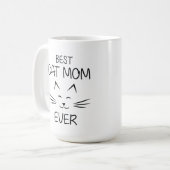 Cute Cat Mom Ever Typography Illustration Gift コーヒーマグカップ (正面左)