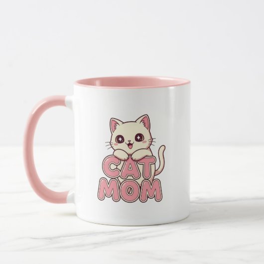 Cute "Cat Mom" Mug - Perfect Kawaii Kitten マグカップ (左)