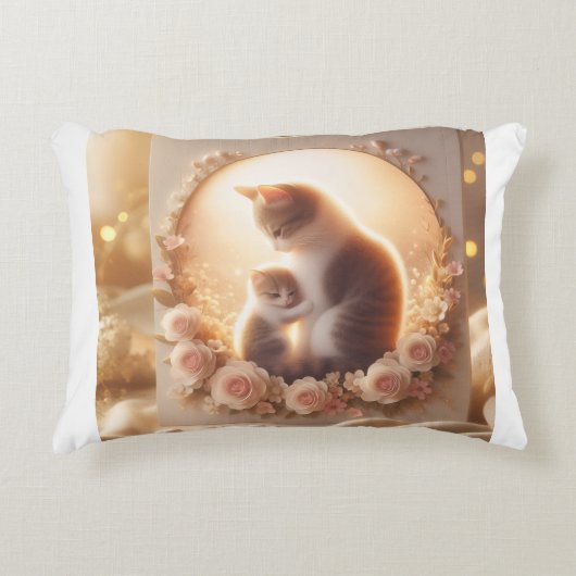Cute Cat Mom Throw Pillow – Gift for Mom アクセントクッション (正面)
