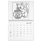 Cute Cat Moments Coloring Calendar カレンダー (3月 2027)
