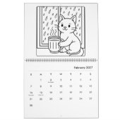 Cute Cat Moments Coloring Calendar カレンダー (2月 2027)