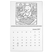 Cute Cat Moments Coloring Calendar カレンダー (1月 2027)