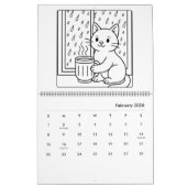 Cute Cat Moments Coloring Calendar カレンダー (2月 2026)