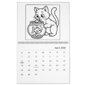 Cute Cat Moments Coloring Calendar カレンダー (3月 2026)