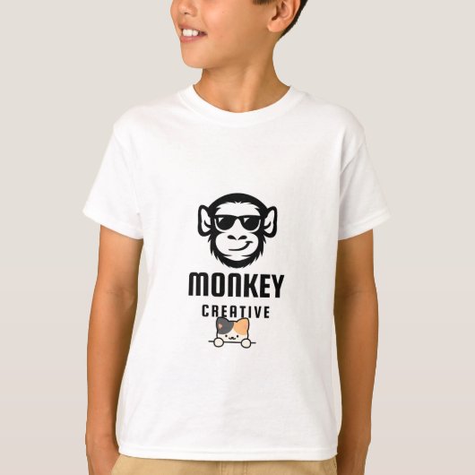 Cute cat & monkey design t-shirt tシャツ (正面)