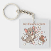 Cute Cat & Mouse Friendship キーホルダー (正面)