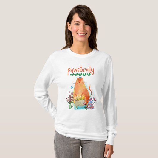 Cute Cat Mouse Pawsitively Vegan Humor Tシャツ (正面フル)