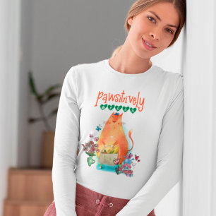 Cute Cat Mouse Pawsitively Vegan Humor Tシャツ