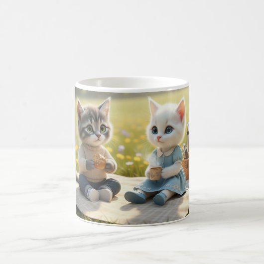Cute Cat Mug | Tom & Luna Spring Picnic  コーヒーマグカップ (中央)