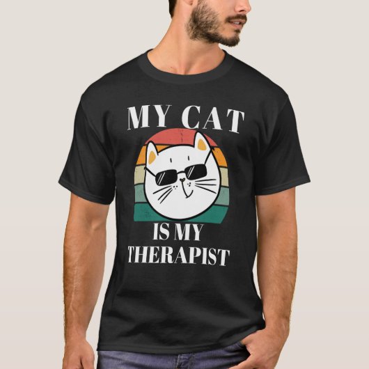 Cute Cat My Cat is My Therapist Tシャツ (正面)