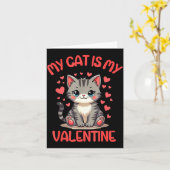Cute Cat, My Cat Is My Valentine, Single For Valen カード (黄色い花)