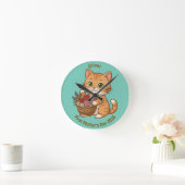 Cute Cat Nursery Wall Clock: Baby Gift ラウンド壁時計 (ホーム)