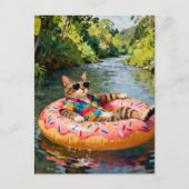 Cute Cat on a Float Trip ポストカード (正面)