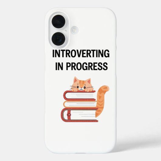 Cute Cat on Books "Introvert in Progress" Case-Mate iPhoneケース (裏面)