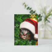Cute Cat on Christmas tree ポストカード (スタンド正面)