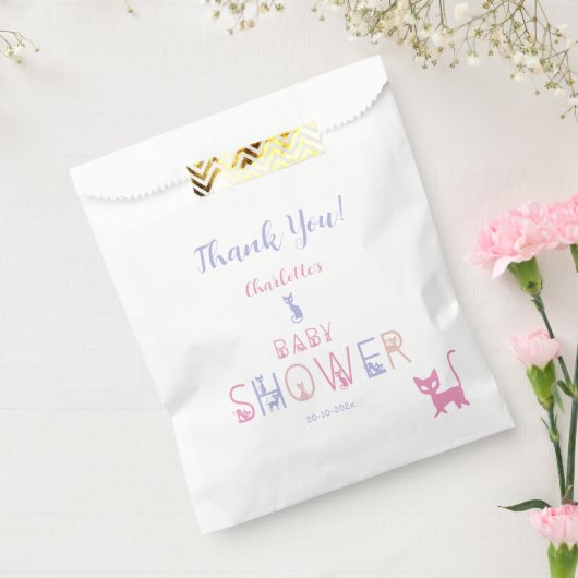 Cute Cat Pastel Color Baby Shower フェイバーバッグ (封をした状態)